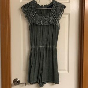 Olive green with lace romper